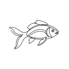 Minimalist single line drawing of a goldfish