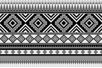 Vintage Abstract geometric Ethnic pattern seamless. Black and white