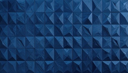 Obraz premium Geometric wall panel with repeating, textured, blue pyramids forming an abstract, angular pattern across the surface