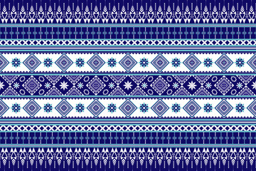 Native Abstract geometric Ethnic pattern seamless. Blue and white