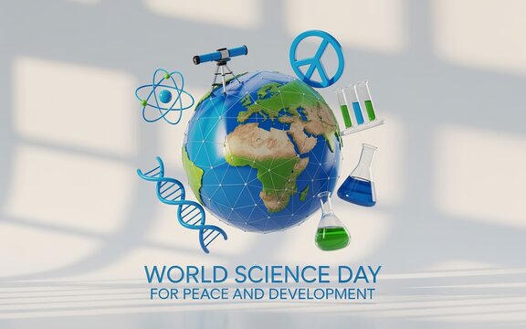 World Science Day for Peace and Development Globe and Tools