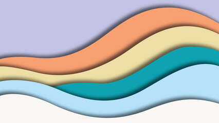 Abstract Pastel Layered Paper Cut Waves Background in Soft Colors