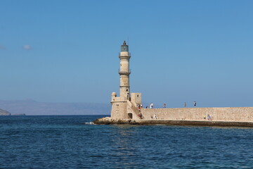 Leuchtturm im Hafen von Chania auf Kreta