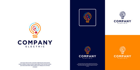 logo with colorful concept, mechanical electrical, creative energy symbol, graphic design template.