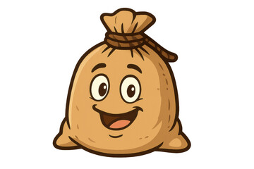 Naklejka premium Happy cartoon money sack representing wealth, success, and financial abundance with a smiling face and tied top