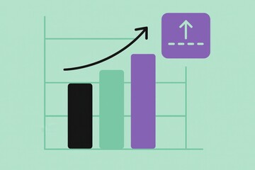 Abstract illustration of upward financial trends depicted through colorful bar graphs on a soothing mint background highlighting business growth and strategic progress in today's economy