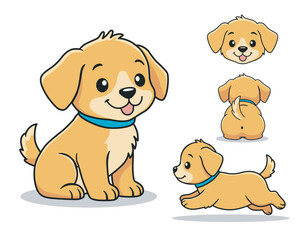 Cute Puppy Character Vector Illustration