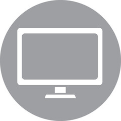 A Simple Icon of a Computer Monitor Inside a Gray Circle on a Transparent Background Representing Technology and Digital Devices