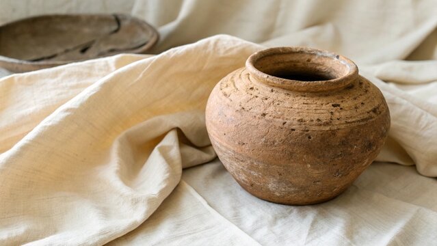 clay pot on the wall