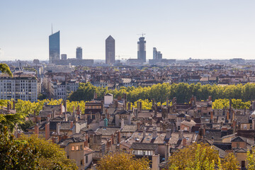 panorama sur la ville de Lyon en france, grande ville française en région Rhône-Alpes