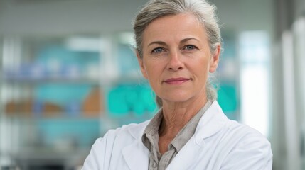 A confident researcher stands in a bright laboratory ready to tackle scientific challenges with skill.