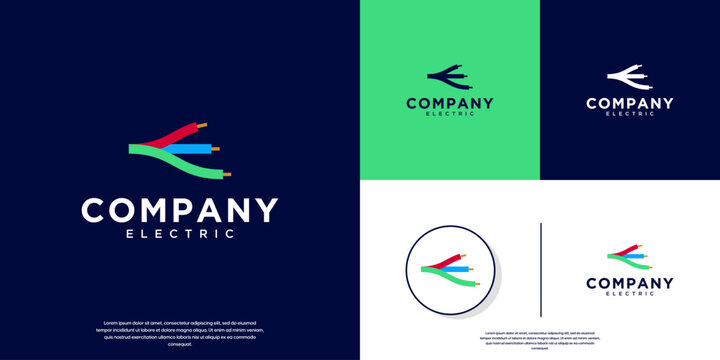 abstract electric cable logo, energy transfer symbol, services, vector design illustration.