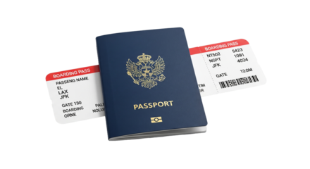 realistic photo of passport and boarding pass isolated 