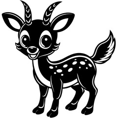 Cute Cartoon Siamese Deer with Big Blue Eyes Illustration