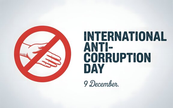International anti corruption day graphic with handshake crossed out