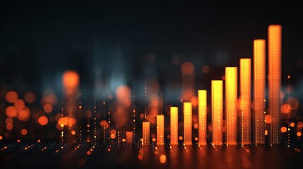 Wealth investment growth bar graph rising in abstract background