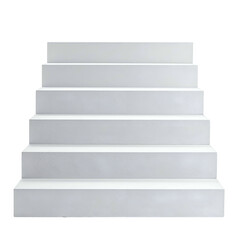 Isolated white staircase, six steps up, against a black background, minimalist