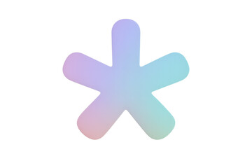 Obraz premium Asterisk symbol showing soft pastel gradient texture with iridescent colors on a transparent background