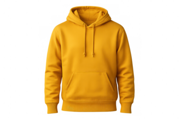 Solid yellow hoodie isolated, an adaptable clothing mockup for custom prints, branding, or casual wear designs