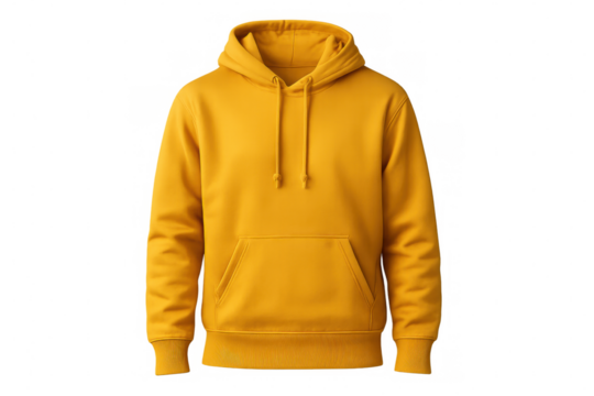 Solid yellow hoodie isolated, an adaptable clothing mockup for custom prints, branding, or casual wear designs