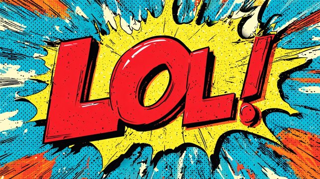 Pop art explosion with text LOL in playful comic design - Powered by Adobe