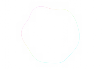 Wavy iridescent fluid shape border with soft gradient colors and clear minimalist design on transparent background