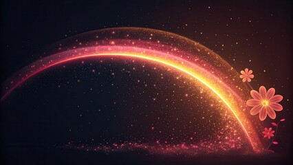 Glowing archway of light and sparkles with floral accents