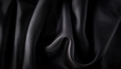 Obraz premium Black Flag Cloth In Full Frame With Selective Focus 3D Illustration Of Pitch Dark Colored Garment With Clean Natural Linen Texture For Background Banner Or Wallpaper Use