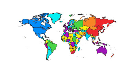 Obraz premium world map illustration highlighting global regions a colorful representation of continents and countries ideal for geographic education and international studies