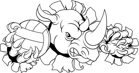 Rhino Volleyball Volley Ball Claw Animal Mascot