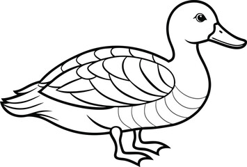 Obraz premium Duck Outline Illustration Bird Line Art Animal Icon