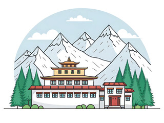 Fototapeta premium Simplified Himalayan monastery