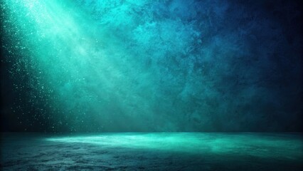 Fototapeta premium Mysterious blue and green light illuminates textured wall