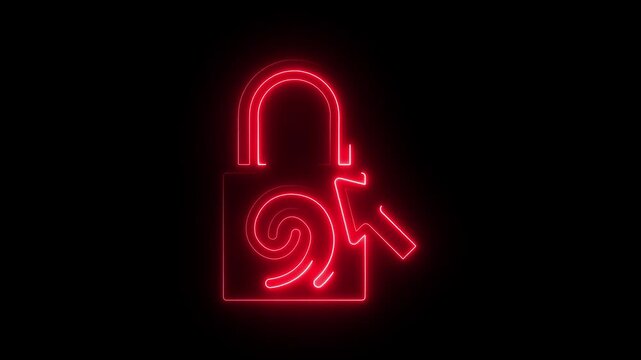 Futuristic fingerprint scanning, Glowing neon color security privacy password on black background. information, key, lock, locker, motion, neon, new, outline, password, access, background, 