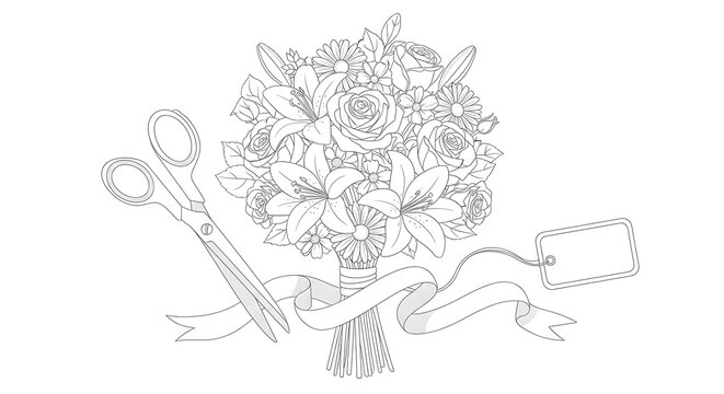 Flower Bouquet Scissors Ribbon and Tag image e46b88995e056bf94124171294262fdedr