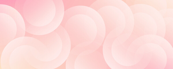 Minimalist banner background, pastel colorful, pink and yellow gradations. Circle effect style geometric, abstract background. Eps 10.