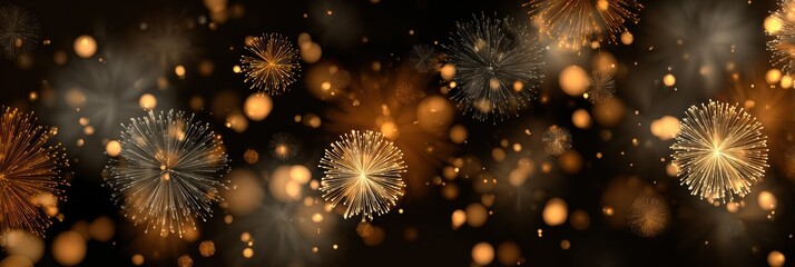 Fototapeta premium Bright fireworks light up the dark sky in a dazzling display of colors and sparks, adding excitement during a nighttime celebration or festivity.