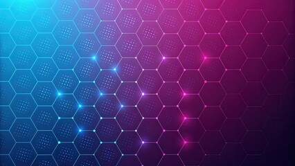 Abstract hexagonal network with blue and pink gradient