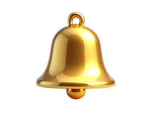 Shiny golden notification bell with a glossy finish isolated on a white background, a 3D rendered illustration for alerts and reminders