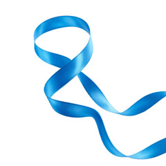 Blue satin ribbon in wave form with copy space