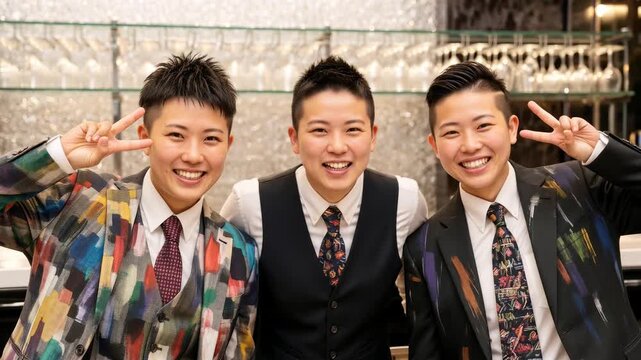 おなべバーで働く可愛い男装女性