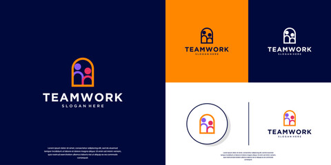 social relationship logo, smart partnership, trust, vector illustration design.