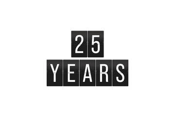 Retro Split Flap Display Showing 25 Years – Aviation Anniversary, Milestone Celebration, Flight History Commemoration, Airport Display Concept