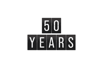 Fifty Years Celebration on Split Flap Display – Aviation Anniversary, Legacy and Milestone Concept