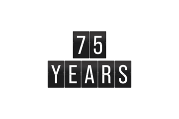 75 Years Anniversary on Split Flap Display – Aviation Celebration, Milestone Commemoration, Timeless Achievement Concept