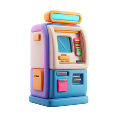 3D Rendered Cartoon ATM Machine with Finance, Banking, and Isolated on Black.