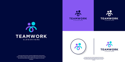 simple abstract logo of human relationships, social, teamwork, vector design illustration.