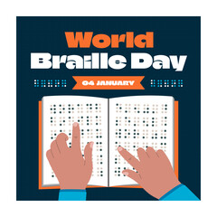 World Braille Day Hands Reading Braille Book