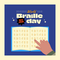 World Braille Day Inspiring Reading and Connection. Banner and social media post