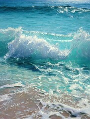 ethereal elegance white sea foam adorning crystalclear waters in a mesmerizing oceanic ballet